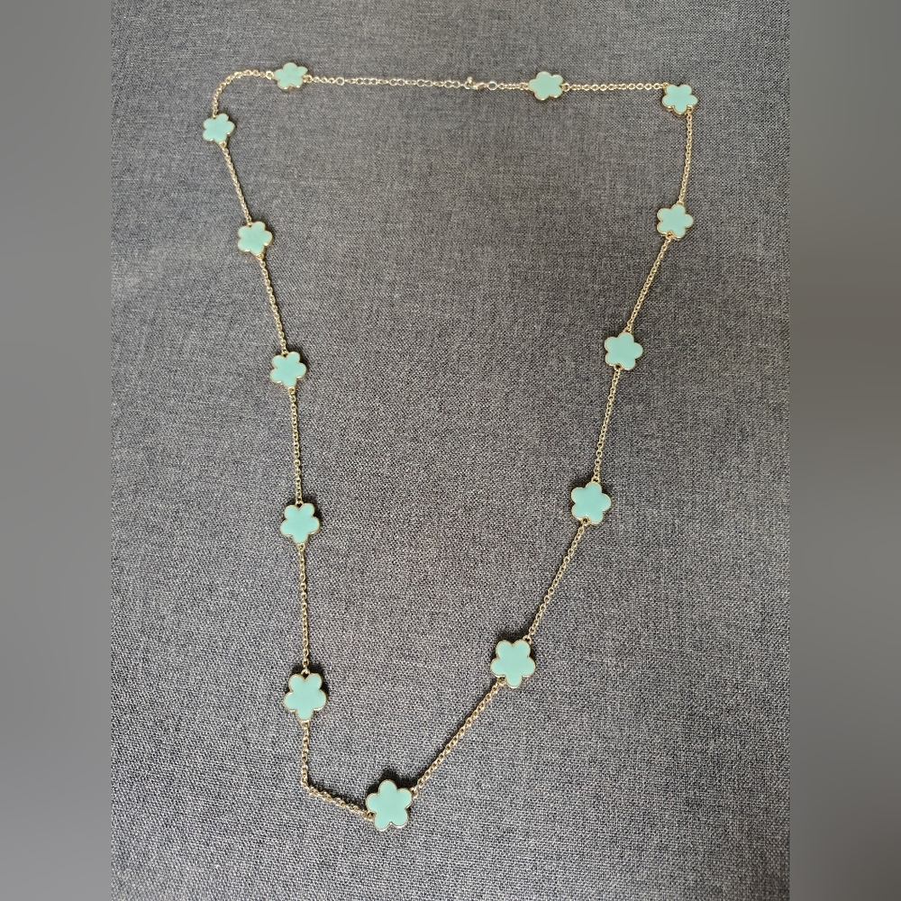 Mint Green And Gold Necklace
